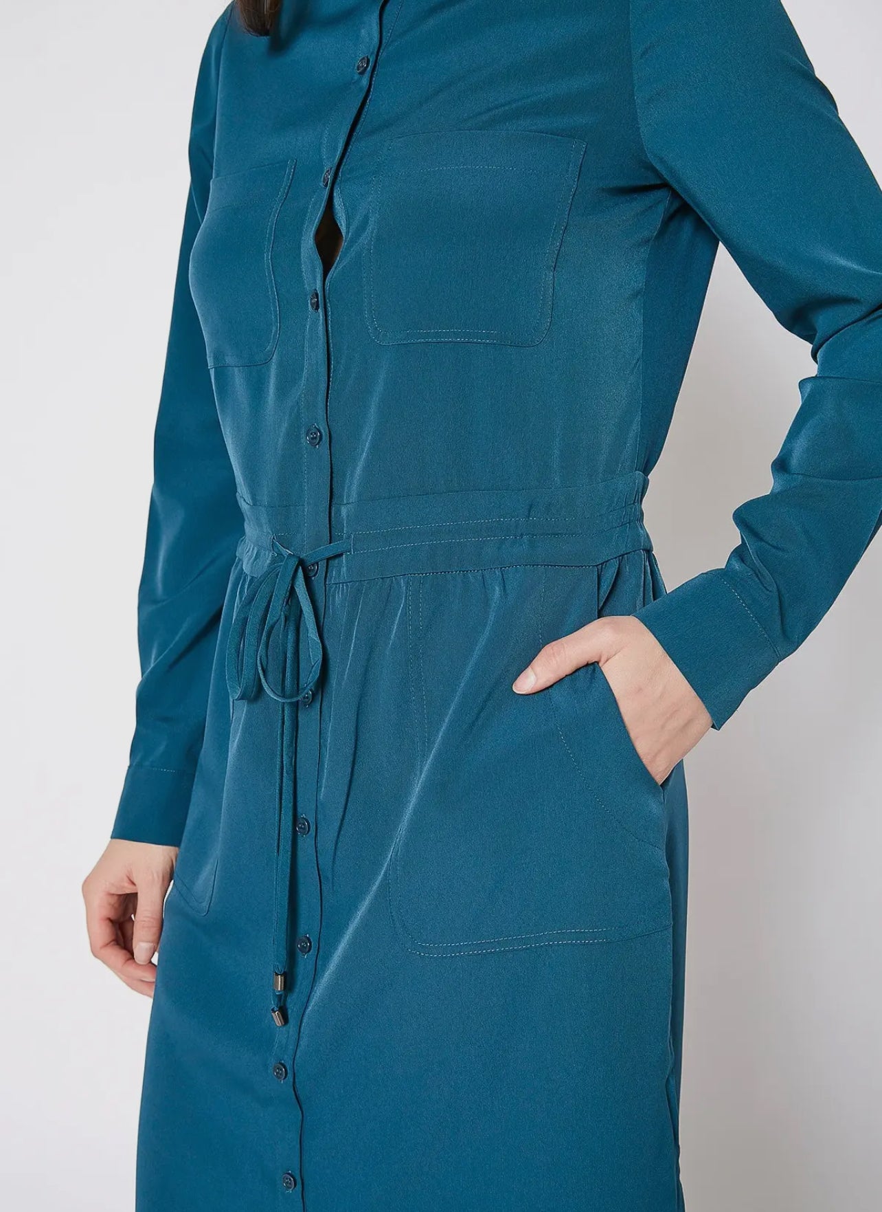 Mock Neck Shirt Dress