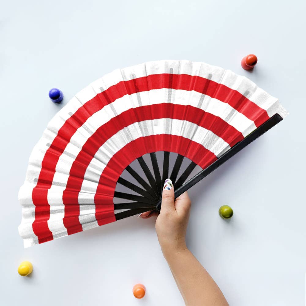 Striped Folding Clack Line Dance Hand Fan