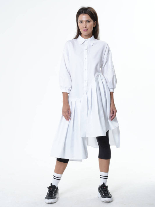 Asymmetric Cotton Tunic Shirt With ¾ sleeves