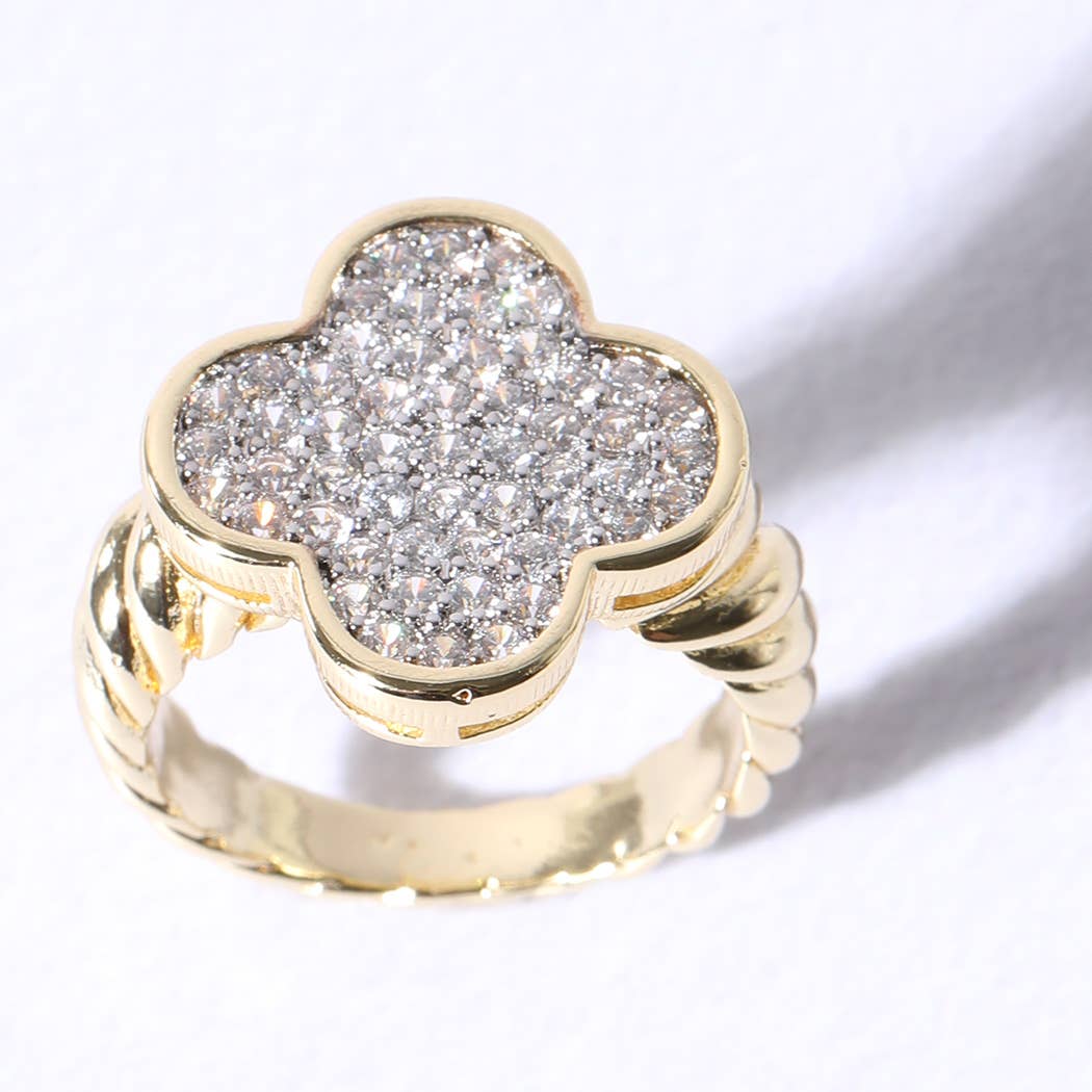 Clover Cable Band Cubic Zirconia Rings