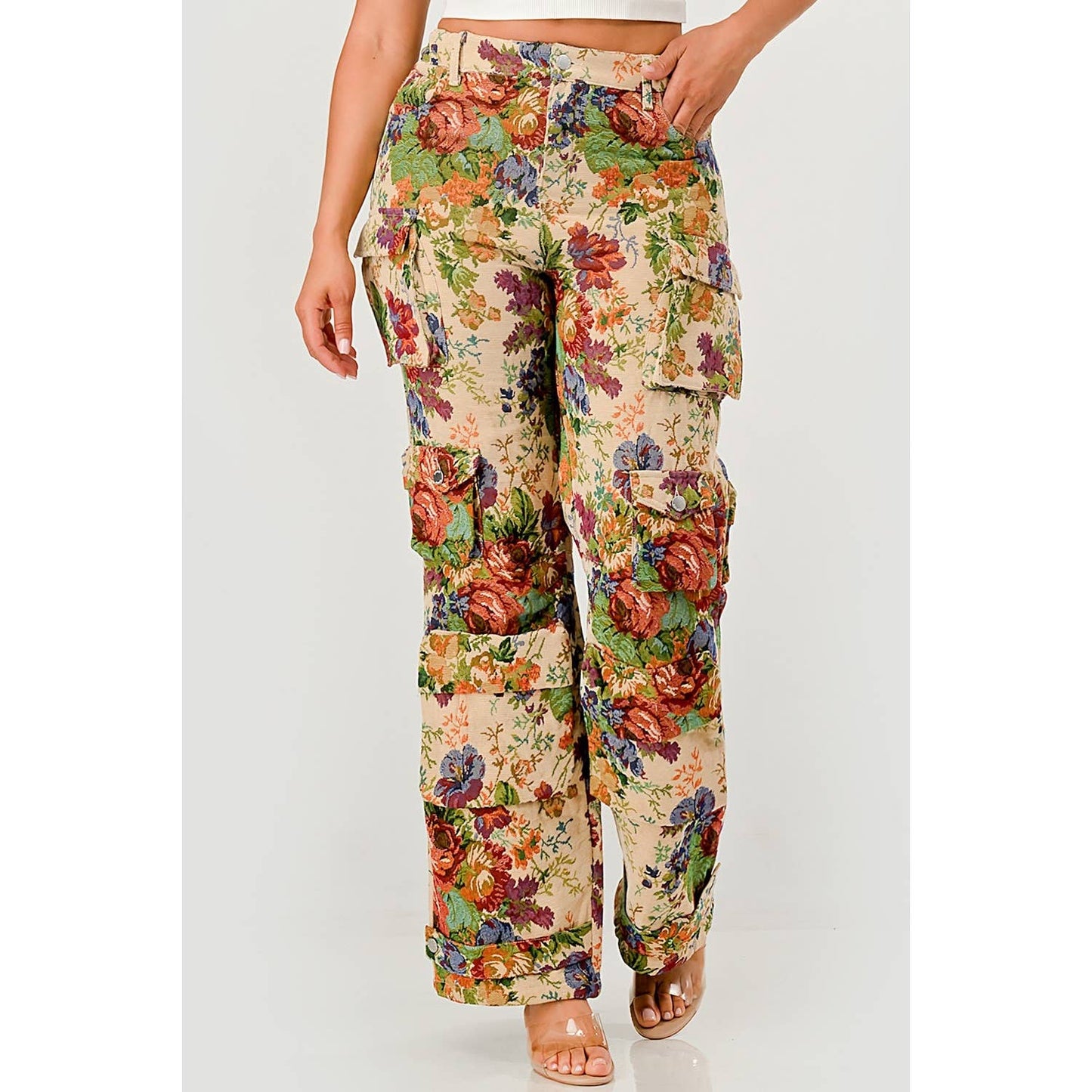 GARDEN BLOOM DETAIL CARGO PANTS