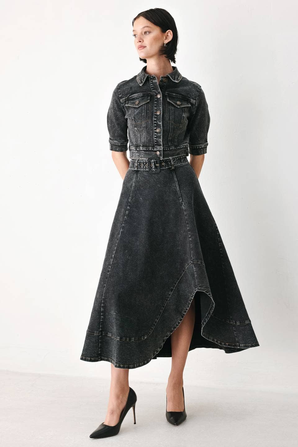 A washed denim crop jacket - FJ1570-B