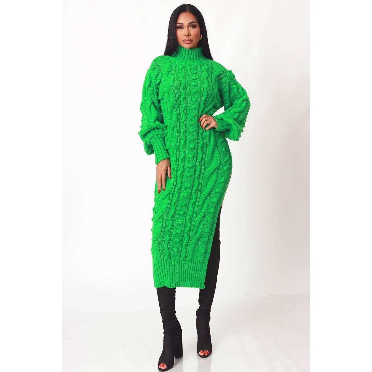 CABLE CHARM TURTLENECK MIDI DRESS