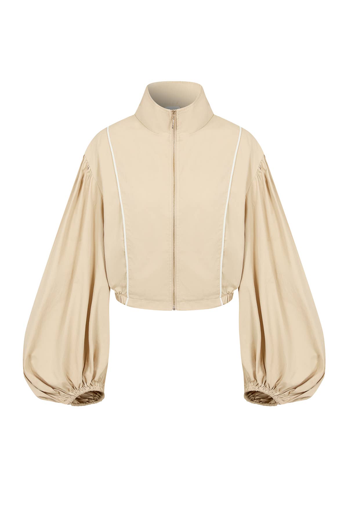 Super Puffed Sleeves Piping Detail Jacket