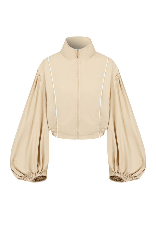 Super Puffed Sleeves Piping Detail Jacket