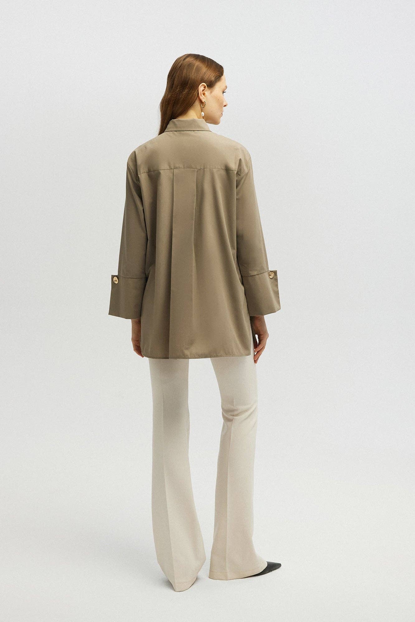 POPLIN SHIRT WITH STATEMENT WIDE CUFF - COTTON BLEND
