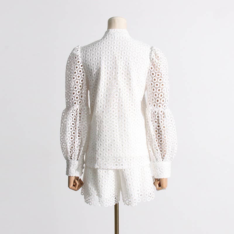 Lace Lantern Sleeve Suit - Chic Summer Set
