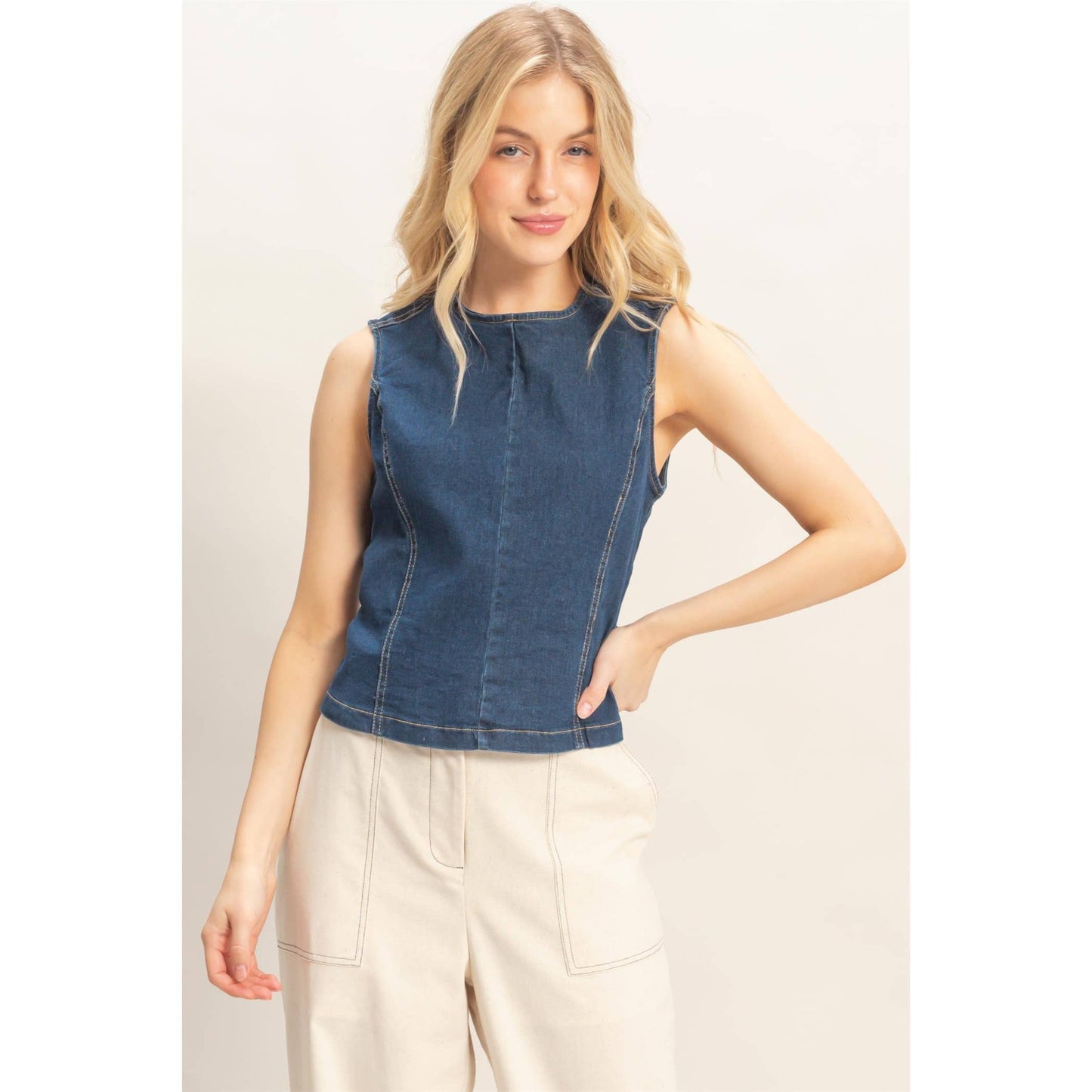 Sleeveless Denim Top