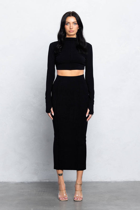 Ultra soft double side jersey top & maxi skirt set