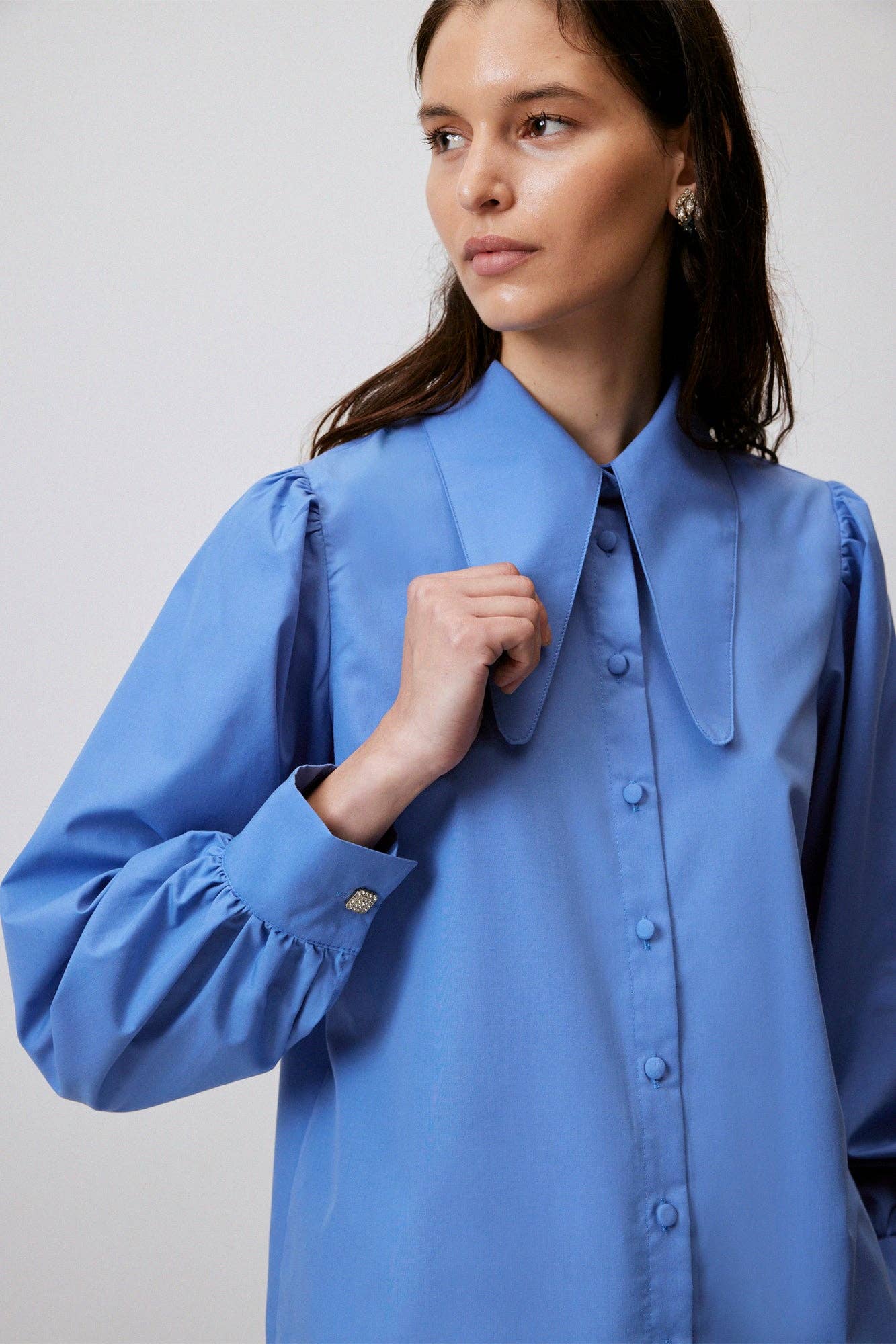 COTTON SHIRT WITH COLLAR DETAIL