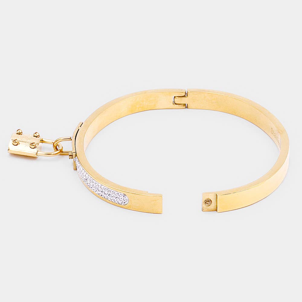 FOREVER LOVE Metal Lock Charm Stainless Steel Bracelet