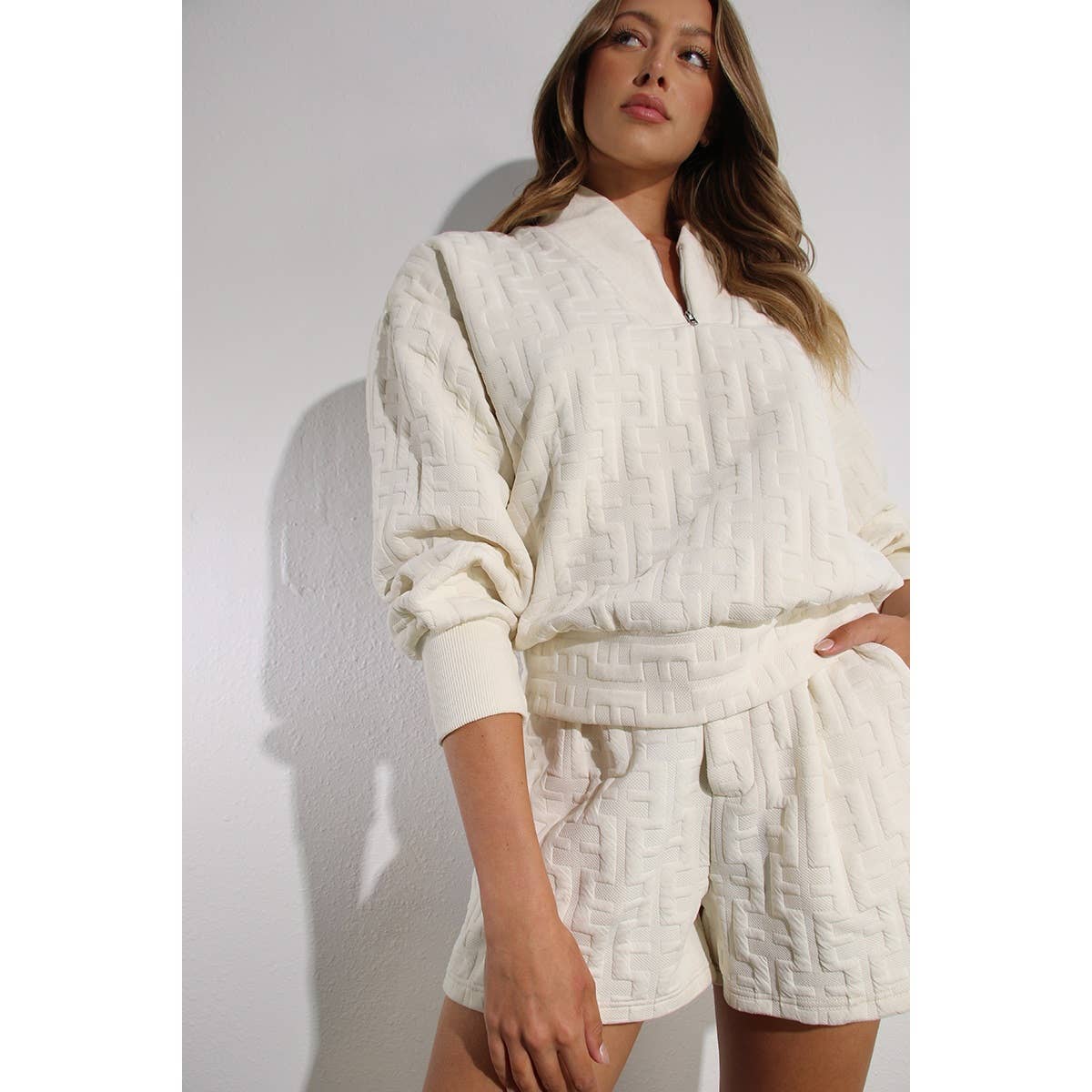 EMBOSSED TOP AND SHORT SET