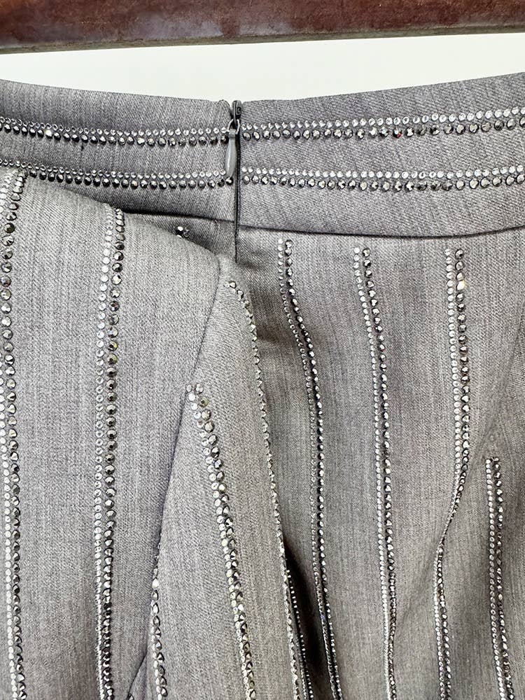 Grey Handmade Hot Diamond Double-Breasted Suit Set