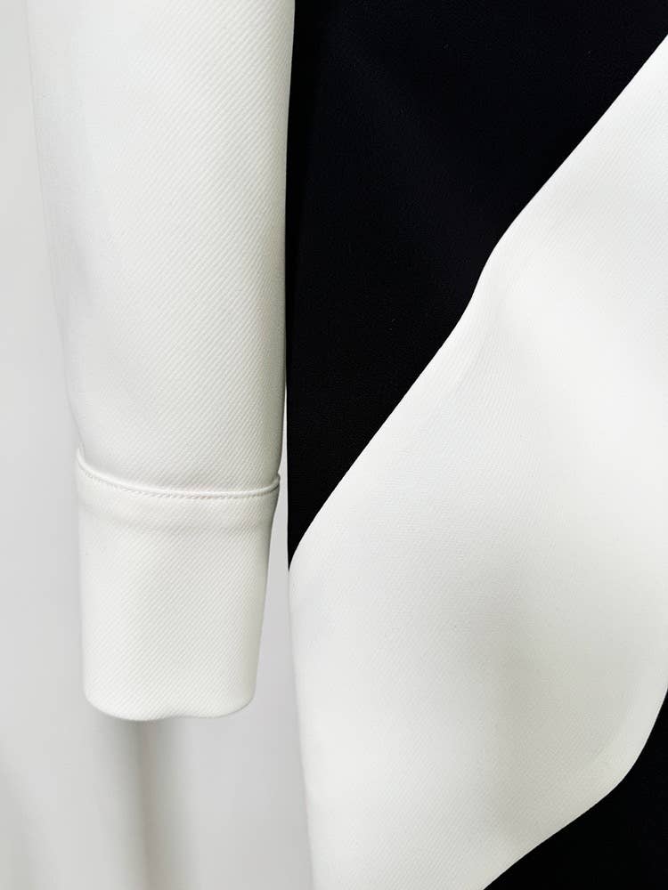 Chic Tie-Waist Hollow Dress in Monochrome