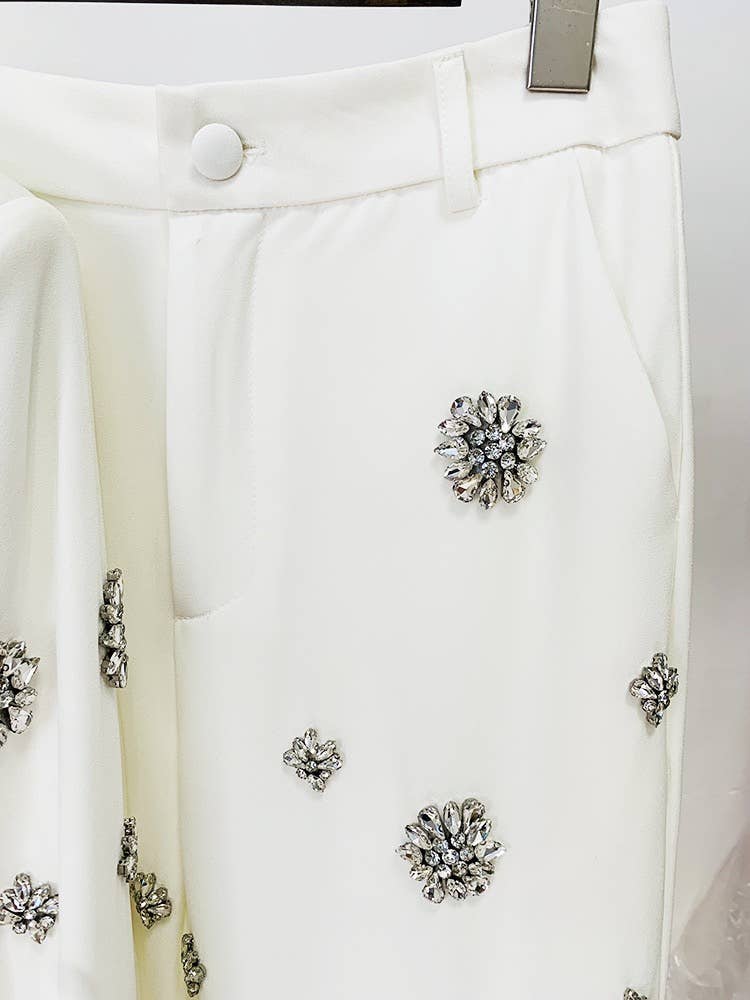 Diamond Beaded Suit Jacket & Flared Trousers Set