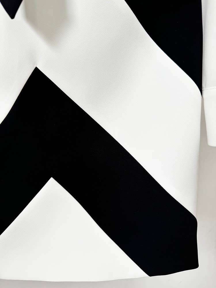 Chic Tie-Waist Hollow Dress in Monochrome