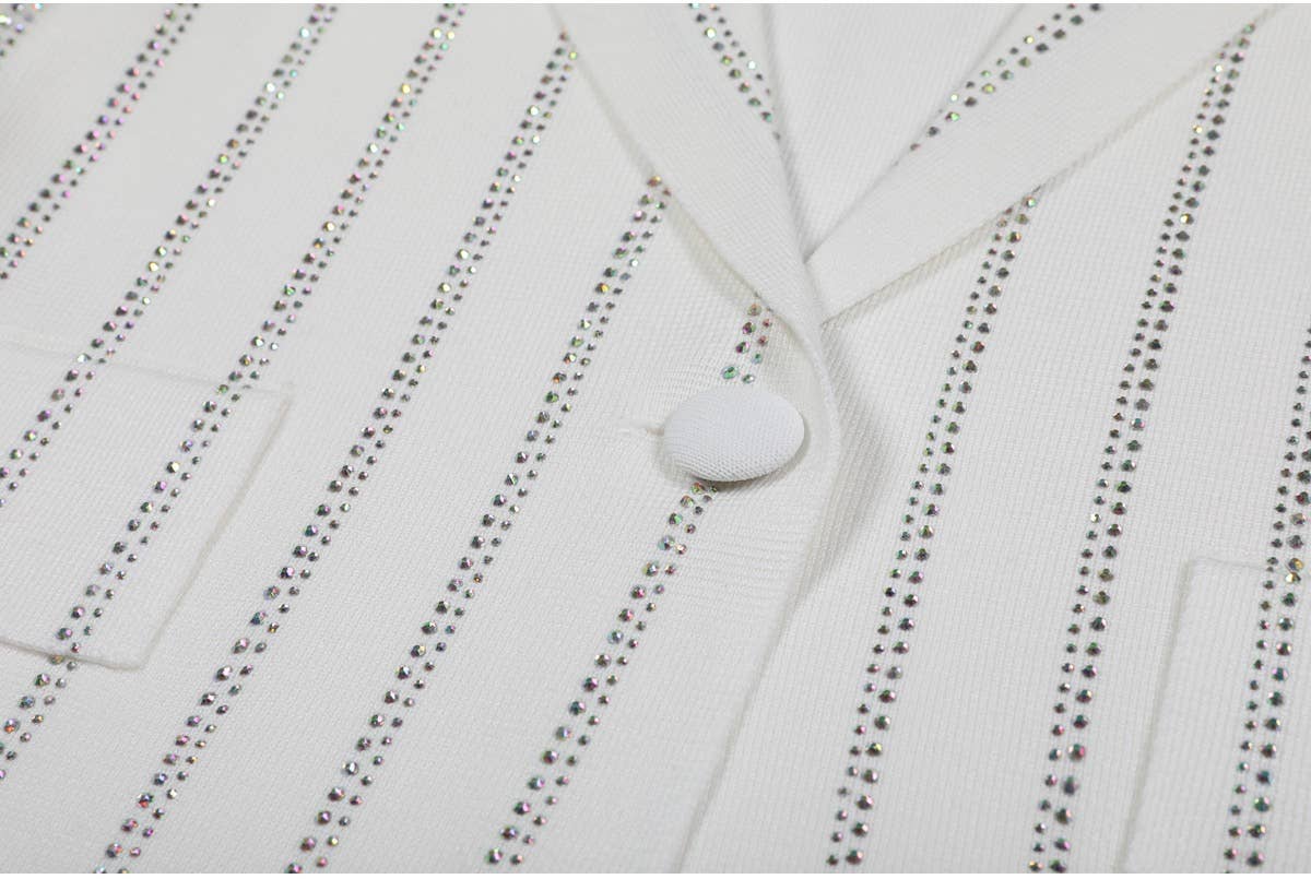 Striped Knit Diamond Suit Jacket & Pants Set for Women