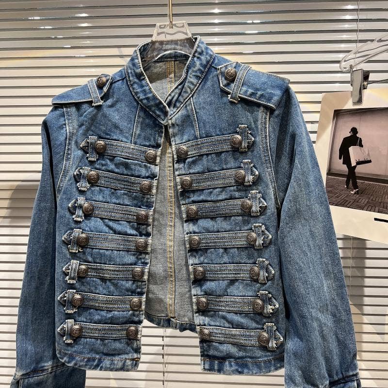 Button Denim Jacket - Classic Metal Detail