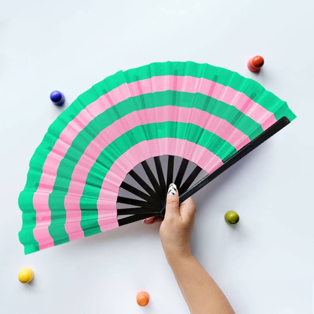 Striped Folding Clack Line Dance Hand Fan