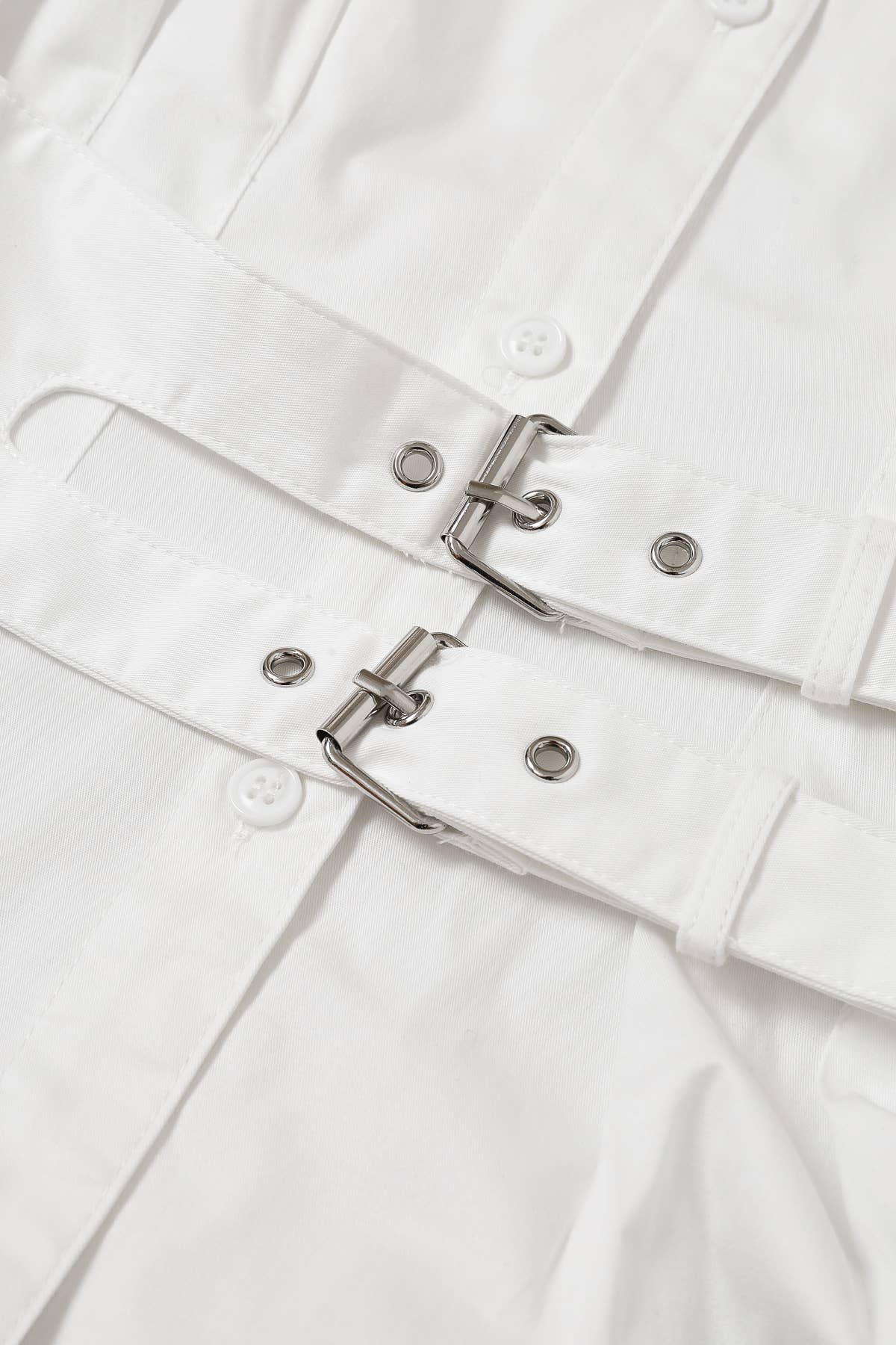 Belted Contour Woven Pleated Short Sleeve Top