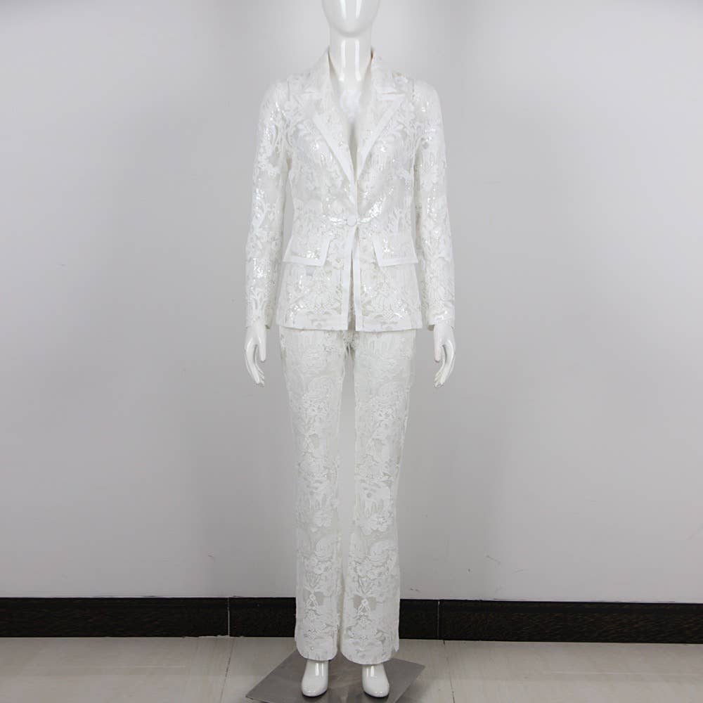 Glam Sequin Lace Suit: Business Meets Style