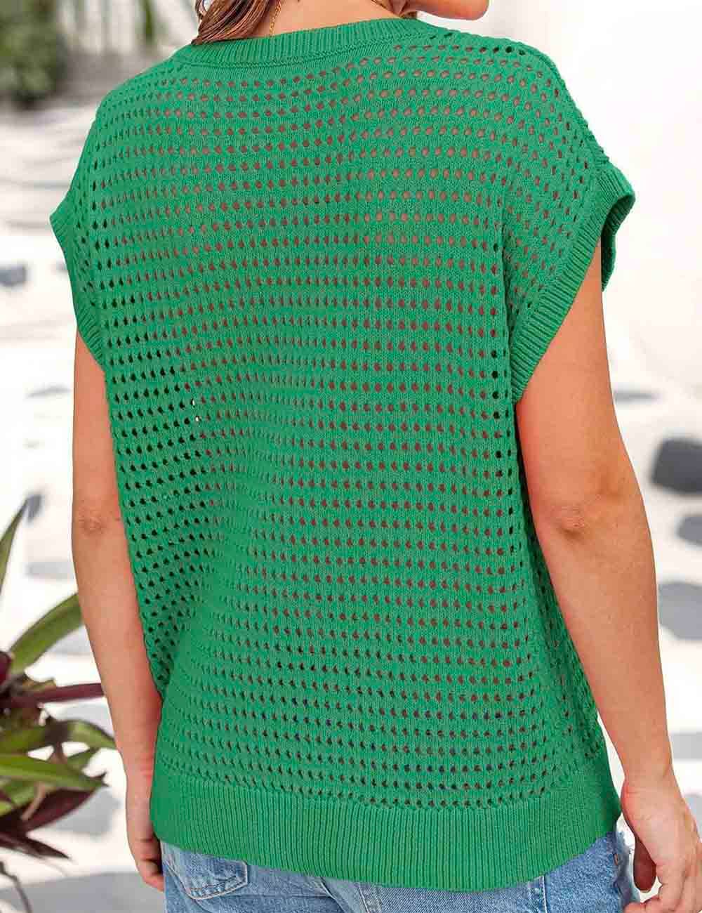 Sleeveless Hollow Out Knit Vest