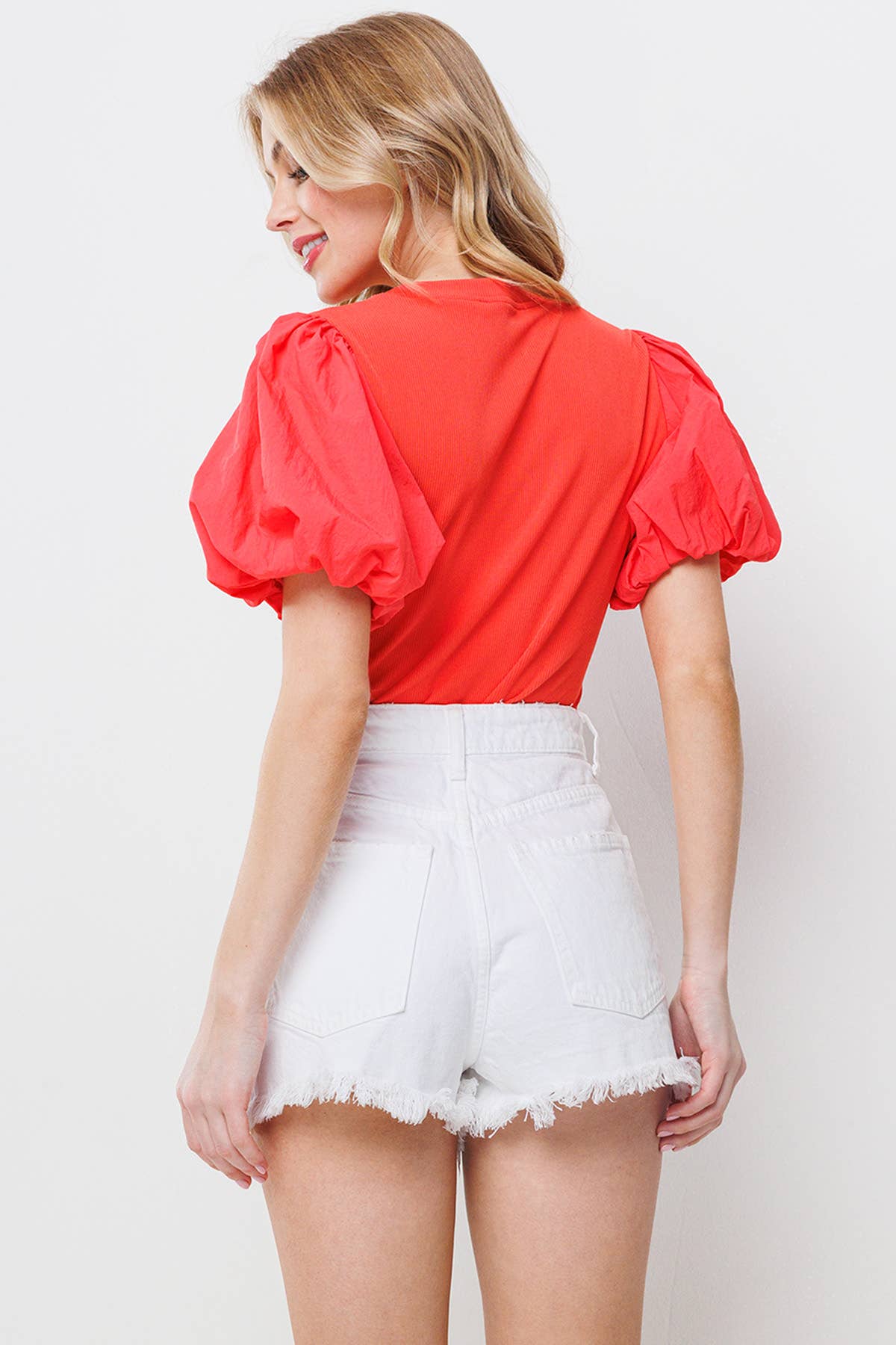 Solid Big Puff Sleeve Bodysuit / BC60750SA