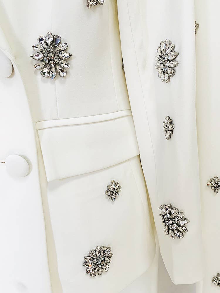 Diamond Beaded Suit Jacket & Flared Trousers Set