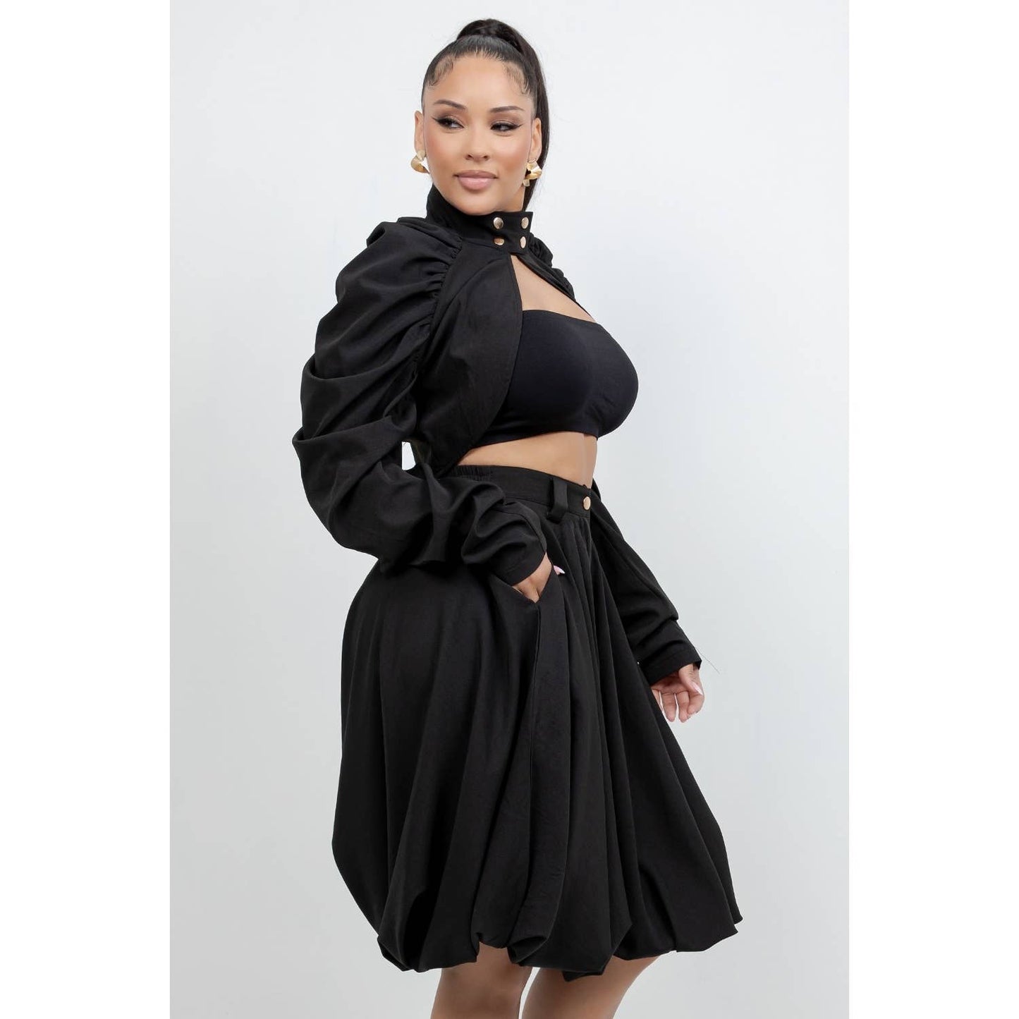 LONG SLEEVE  BOLERO JACKET WITH BUBBLE STYLE SKIRT SET