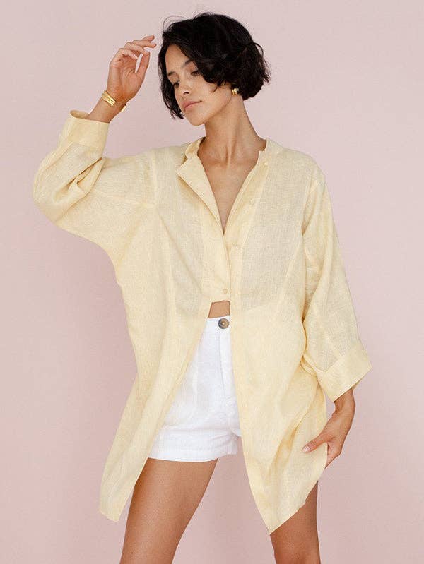 Casual Long Sleeve Split Notch Collar Blouse