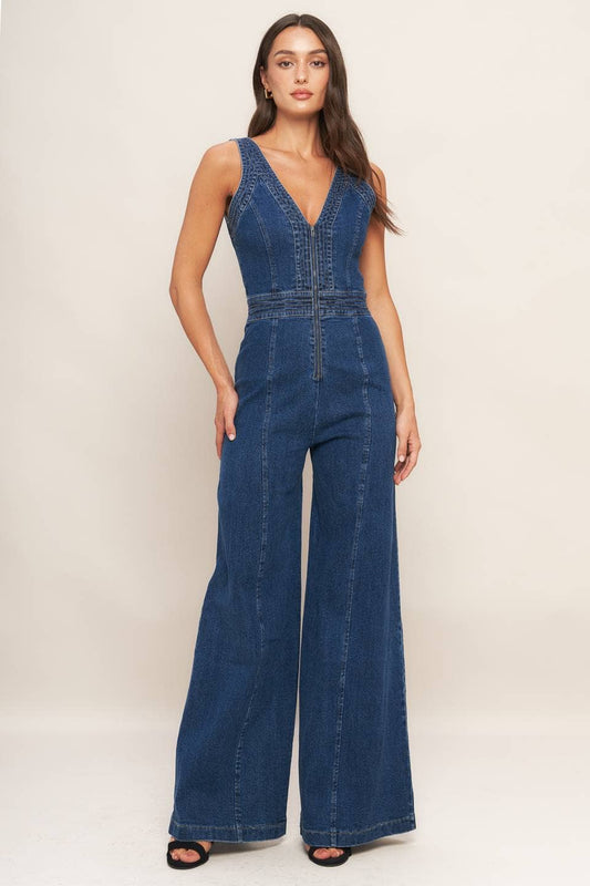 A washed denim jumpsuit - IP9012