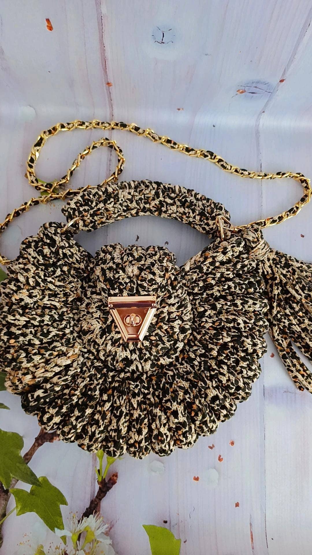 Leopard Clutch Bag for Women - Handmade Crochet Purse