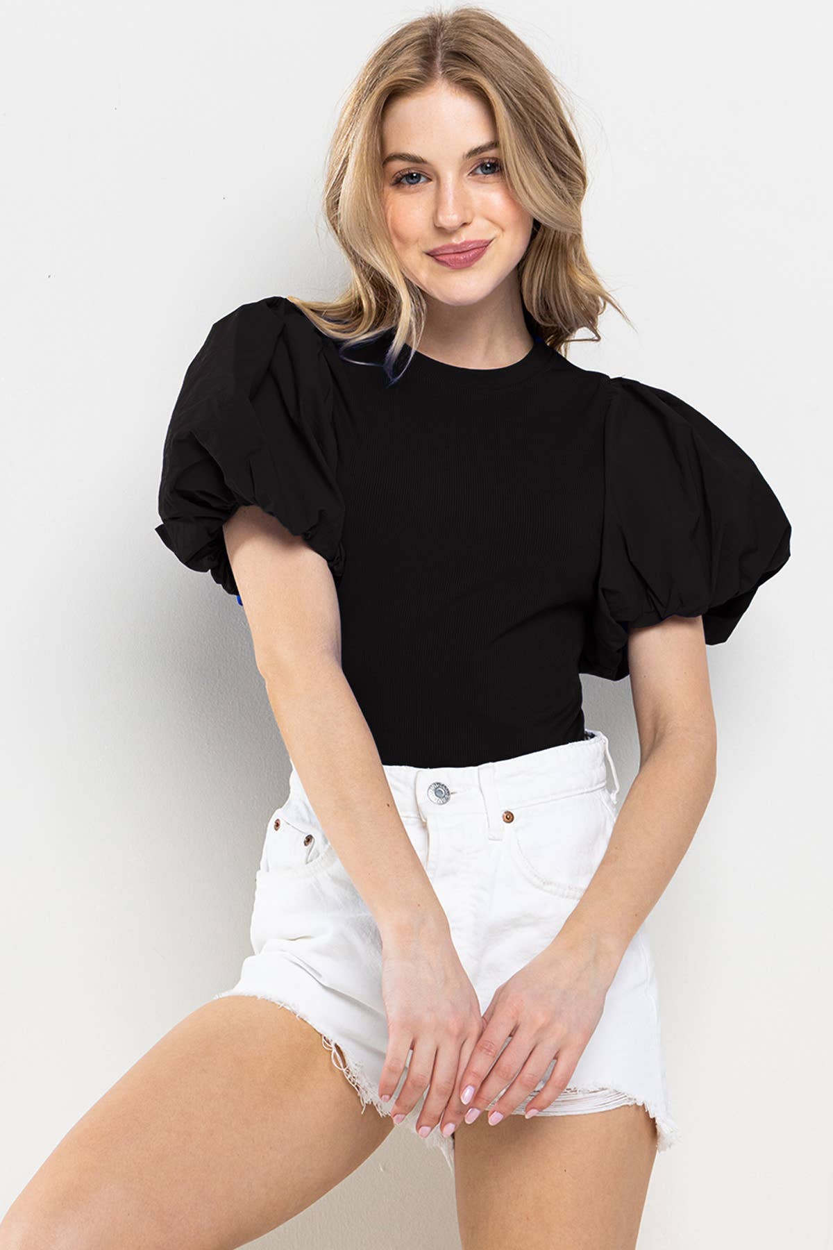 Solid Big Puff Sleeve Bodysuit / BC60750SA