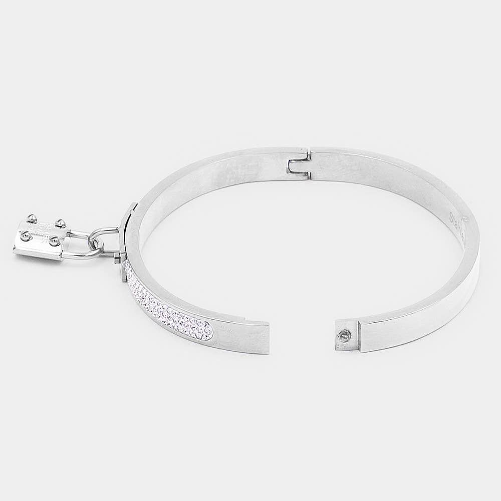 FOREVER LOVE Metal Lock Charm Stainless Steel Bracelet