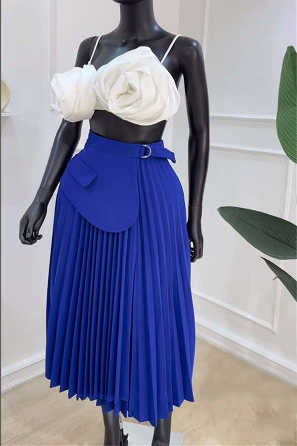 Fashion High Waist Design Sense A-Line Pleated Mid-Length Skirt
