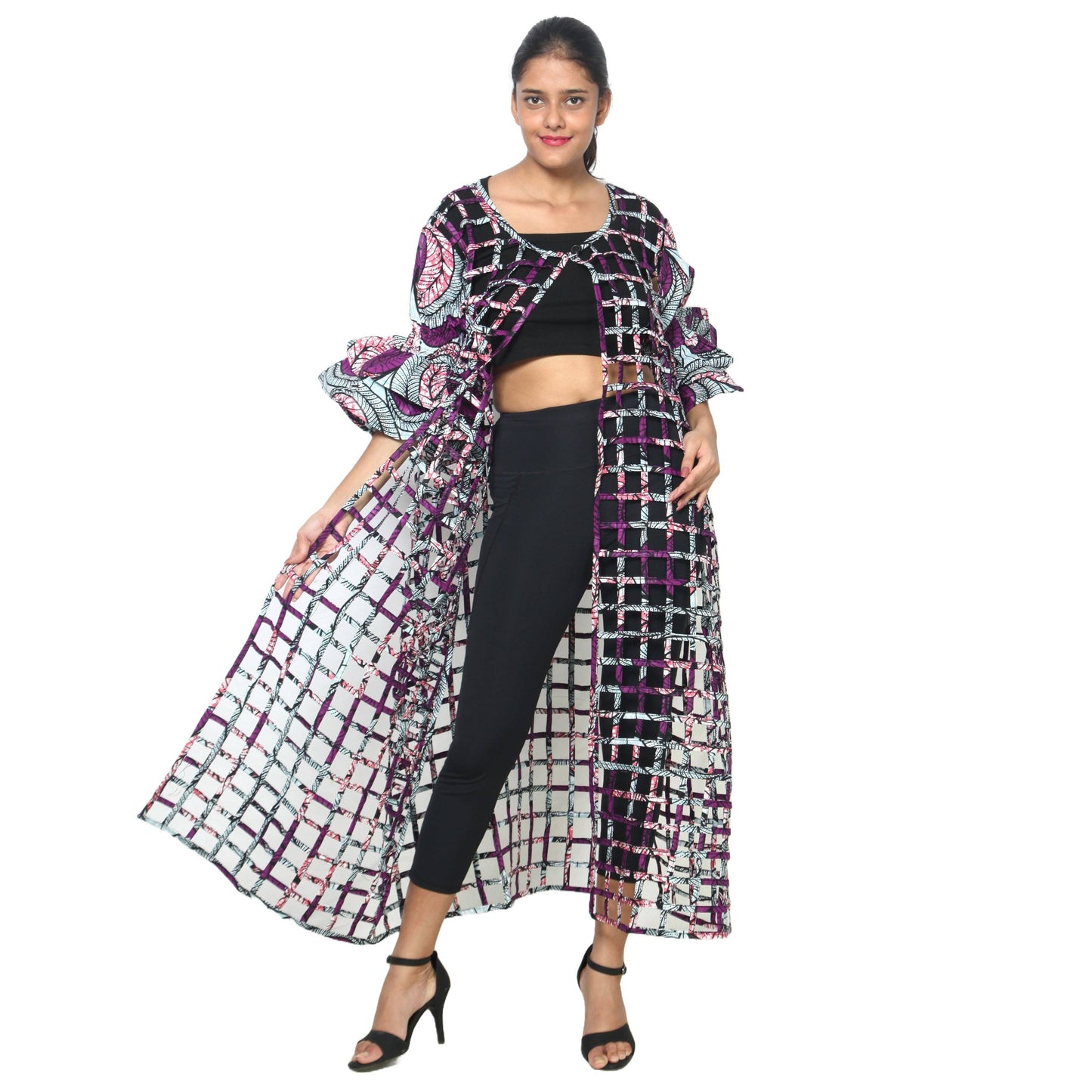 Women’s Cage Style Jacket with Print Sleeves