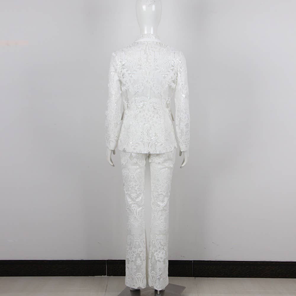 Glam Sequin Lace Suit: Business Meets Style