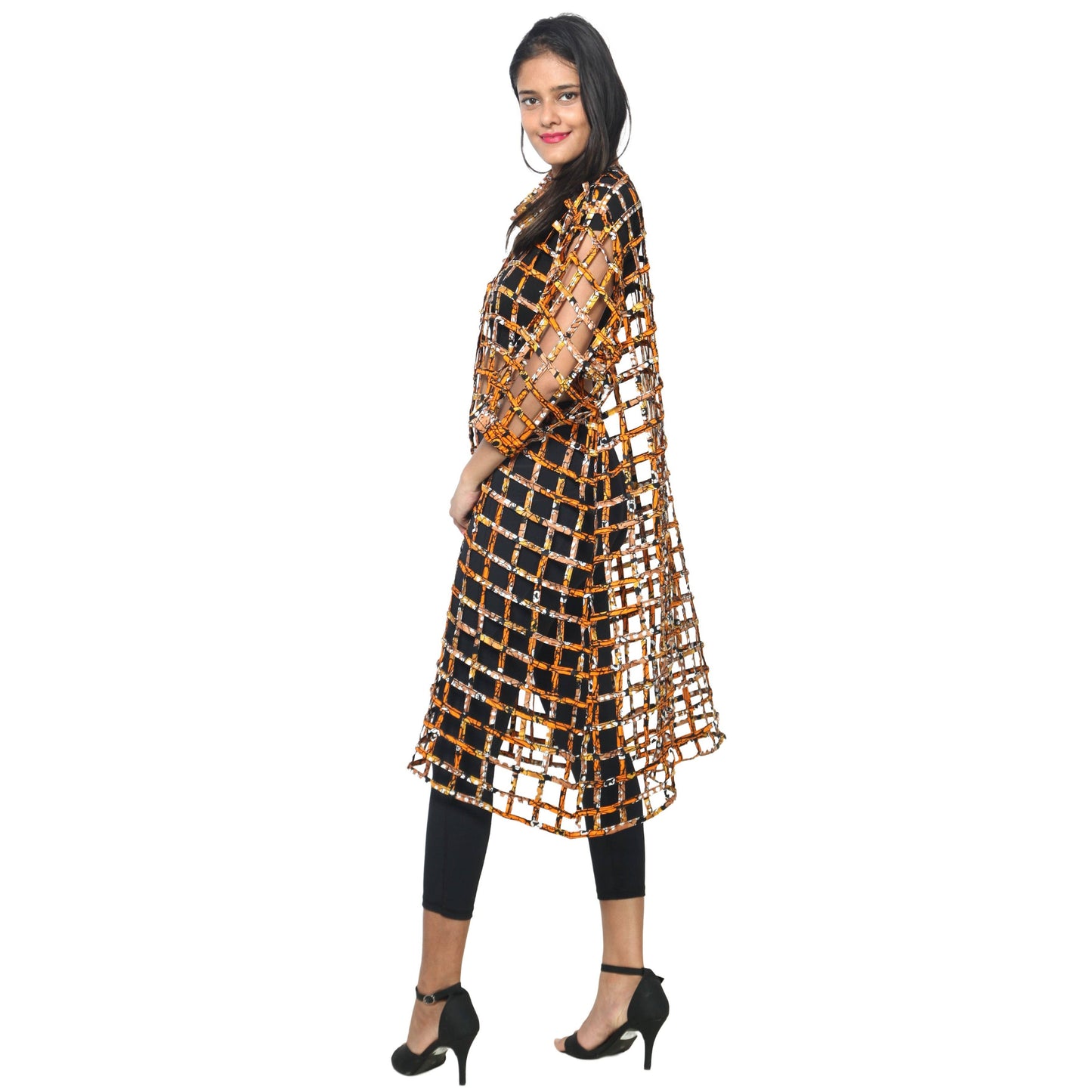 Women's Collared Cage Long Button Shirt -- FI-ST129