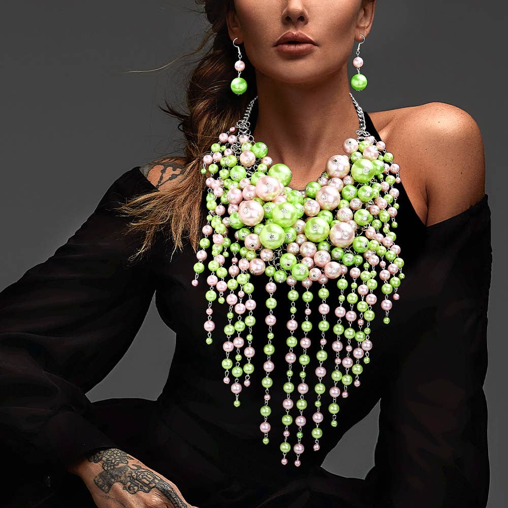 Pearl Cluster Statement Necklace