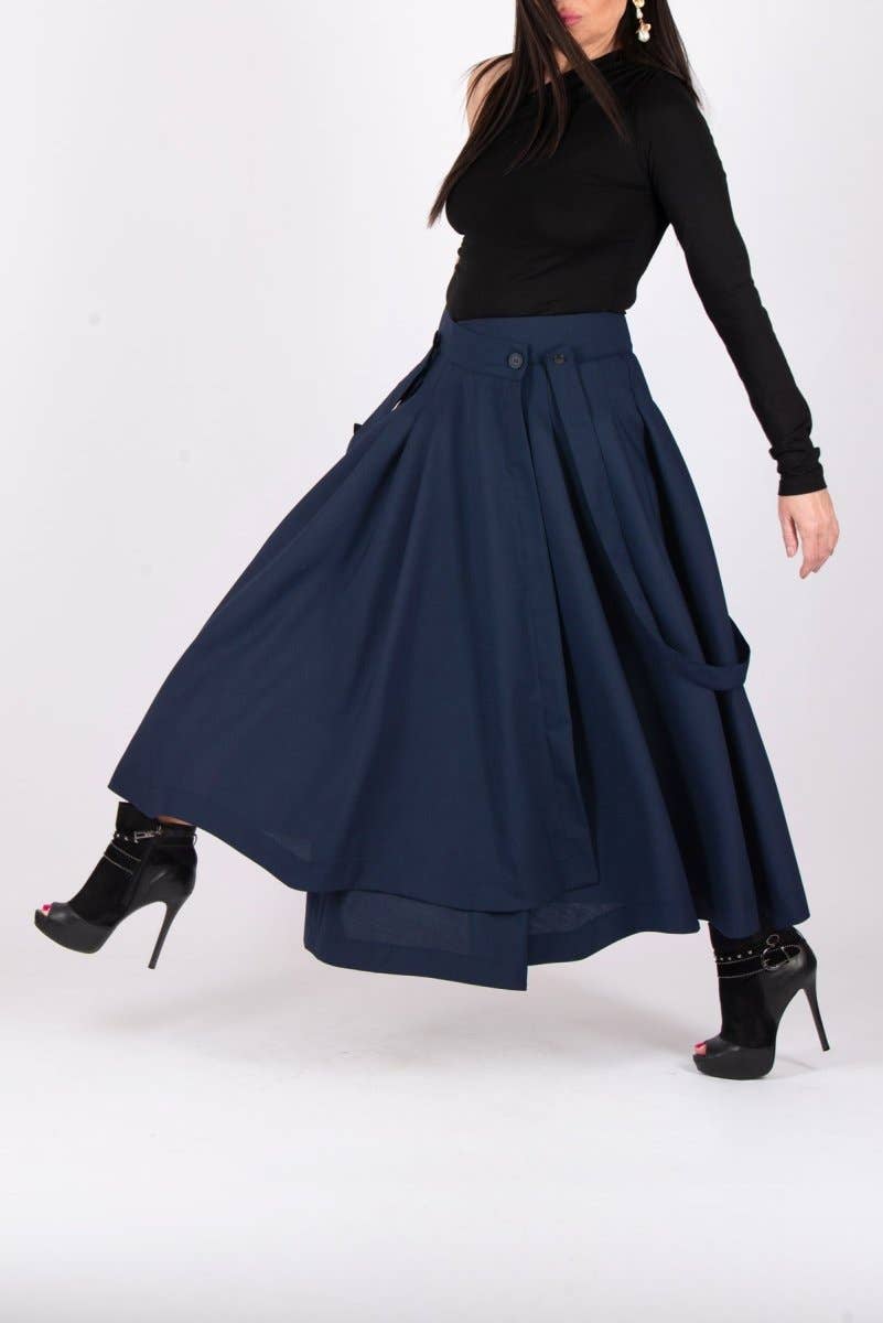 Dark Blue Long Skirt - Zefira