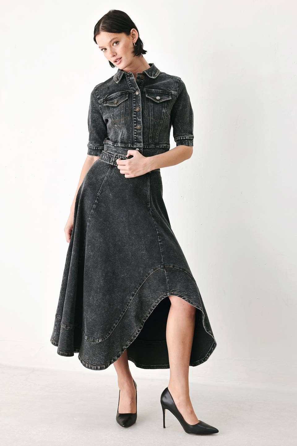 A washed denim crop jacket - FJ1570-B