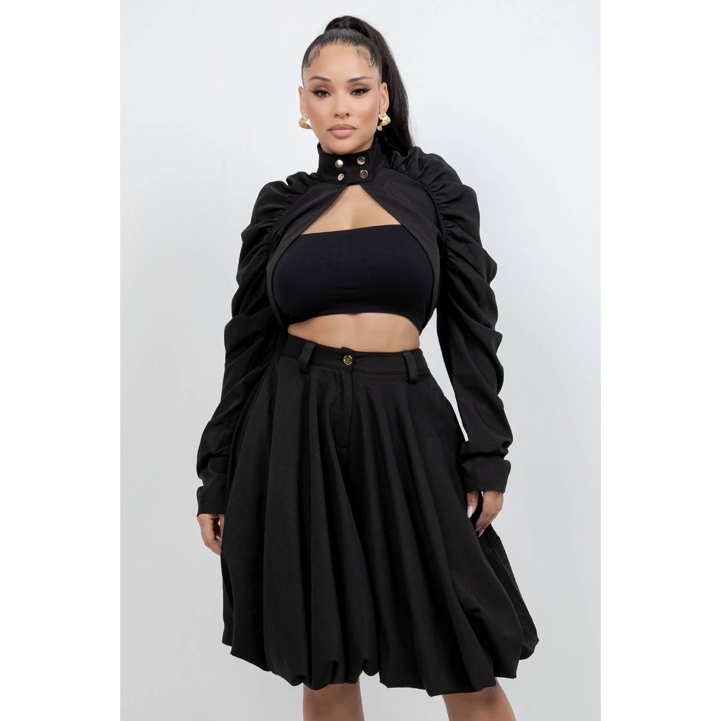 LONG SLEEVE  BOLERO JACKET WITH BUBBLE STYLE SKIRT SET